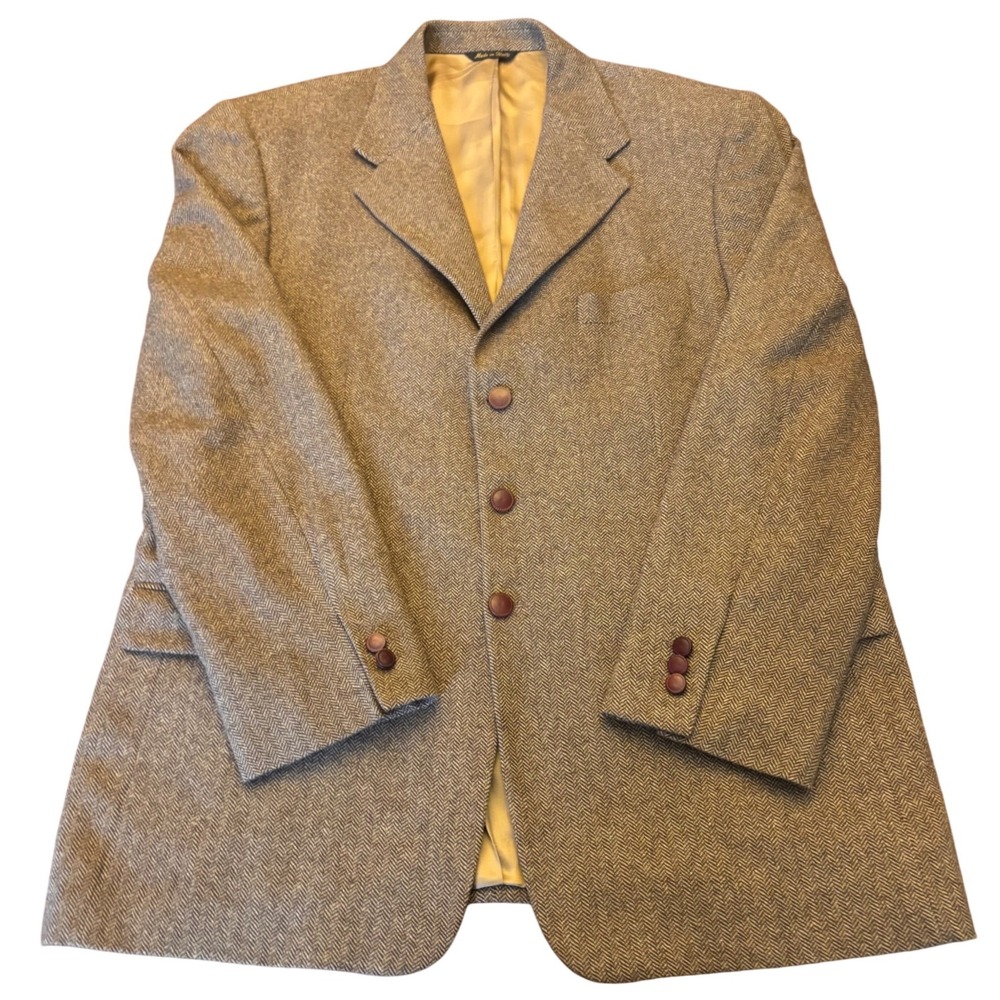 Louis Dell'Olio 46R Blazer 100% Camel Hair Herringbone | Missing Button | Italy